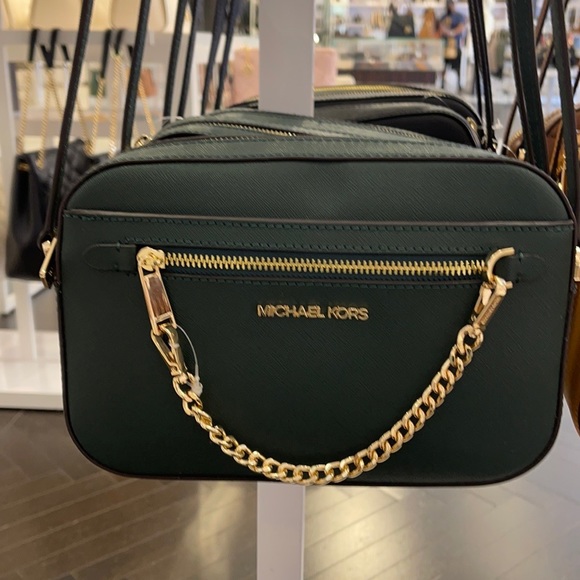 Michael Kors Handbags - Michael Kors Jet Set Item Large East West Zip Chain Racing Green Crossbody Bag